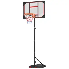 AIYAPLAY Basketball Hoop Outdoor Indoor, 210-260cm Height Adjustable Basketball Hoop with Wheels, Larger Base, for 6+ Years, Red - 1