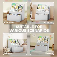 AIYAPLAY Bookcase for Kids with Shelves, Drawer, Bookcase for Bedroom, Playroom, Grey - 7