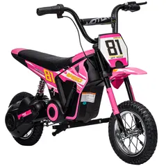 AIYAPLAY Kids Electric Motorbike, 24V Ride On Motorcycle with 3 Speeds and Rear Suspension, Dirt Bike for 8-12 Years Old, Pink - 1