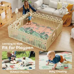 AIYAPLAY Baby Play Mat, Double Sideded Foldable Kids Crawling Mat, Reversible & Waterproof, Dinosaur - 8