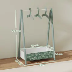 AIYAPLAY Baby Clothing Rack with Hangers, Storage Shelf for Bedroom, Leaf Theme, for Ages 3-6, Green - 3
