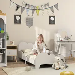AIYAPLAY Cloud-Themed Toddler Bed Frame with Safety Rails, 143.5 x 74.5 x 56cm - 2
