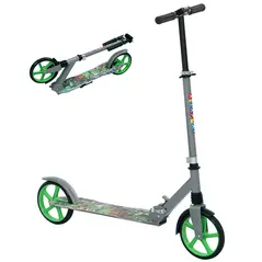 AIYAPLAY Foldable Kids Scooter with Adjustable Handlebar, 200mm Big Wheel, Rear Fender Brake, for Ages 6-12 Years, Green - 1