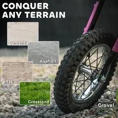 AIYAPLAY Kids Electric Motorbike, 24V Ride On Motorcycle with 3 Speeds and Rear Suspension, Dirt Bike for 8-12 Years Old, Pink - 8