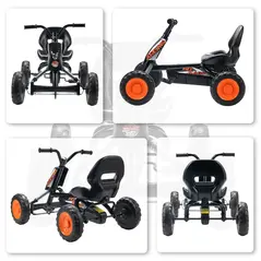 AIYAPLAY Kids Pedal Go Kart with Steel Frame, Sporty Design, for Ages 2-5 Years, Black - 9