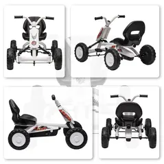AIYAPLAY Kids Pedal Go Kart with Steel Frame, Sporty Design, for Ages 2-5 Years, White - 9