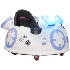 AIYAPLAY Hello Kitty Kids Ride on Bumper Car with Remote Control, Two Joysticks, Music, Lights, Safety Belt, White - 1