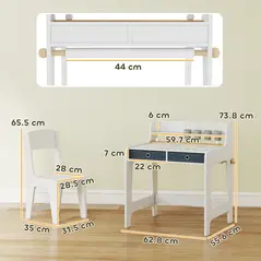 AIYAPLAY Art Table and Chair Set for children, Kids Art Desk and Chair Set with Storage Shelf and Drawers - 3