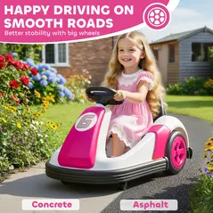 AIYAPLAY Kids Bumper Car with 360-Degree Rotation, 6V Electric Ride On Car with Music and Horn for 3-8 Years Old, Pink - 8