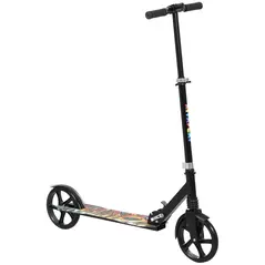 AIYAPLAY Foldable Kids Scooter with Adjustable Handlebar, 200mm Big Wheel, Rear Fender Brake, for Ages 6-12 Years, Black - 1