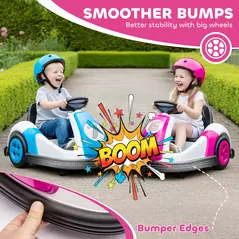 AIYAPLAY Kids Bumper Car with 360-Degree Rotation, 6V Electric Ride On Car with Music and Horn for 3-8 Years Old, Pink - 6