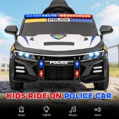 AIYAPLAY Kids Electric Ride on Police Car with Remote Control, Music, Horn, Siren Flashing Lights for 3-5 Years Old, Multicolour - 4