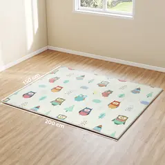 AIYAPLAY Foldable Baby Plat Mat Double Sided, Kids Floor Mat for Crawling, 200L x 150W cm, Car track and Owl Theme - 3