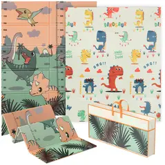 AIYAPLAY Dinosaur-Themed Baby Plat Mat Double Sided, Foldable, Water-Resistant for Outdoor/Indoor, 177 x 146 x 1.5cm - 1