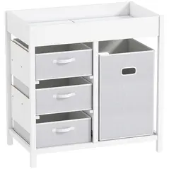 AIYAPLAY Baby Changing Unit with 4 Storage Drawers, Mat for Bedroom Nursery, 84 x 84.5 cm, White - 1