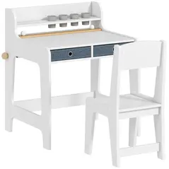 AIYAPLAY Art Table and Chair Set for children, Kids Art Desk and Chair Set with Storage Shelf and Drawers - 1