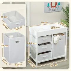 AIYAPLAY Baby Changing Unit with 4 Storage Drawers, Mat for Bedroom Nursery, 84 x 84.5 cm, White - 3
