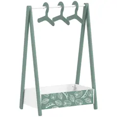 AIYAPLAY Baby Clothing Rack with Hangers, Storage Shelf for Bedroom, Leaf Theme, for Ages 3-6, Green - 1