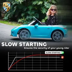 AIYAPLAY Kids Electric Car, 12V Licensed RUF GT Ride on Car with Suspension, Remote Control, Music, for 3-5 Years, Blue - 6