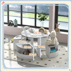 AIYAPLAY Five-Piece Kids Table and Chairs Set with Storage, for Ages 3-8 Years, Grey - 3