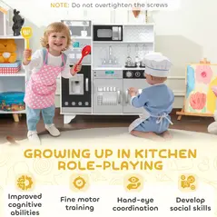 AIYAPLAY Kids Play Kitchen with Sound, Ice/Coffee Maker, Utensils, Microwave, Stainless Steel Utensils, for 3-6 Years - 8