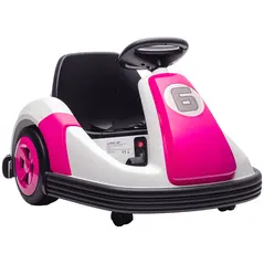 AIYAPLAY Kids Bumper Car with 360-Degree Rotation, 6V Electric Ride On Car with Music and Horn for 3-8 Years Old, Pink - 1