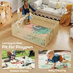 AIYAPLAY Dinosaur-Themed Baby Plat Mat Double Sided, Foldable, Water-Resistant for Outdoor/Indoor, 177 x 146 x 1.5cm - 8