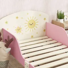 AIYAPLAY Toddler Bed with Storage, Guardrails, Sun Design, for Ages 3-8 Years, Fits 140 x 70cm Mattress, - 9