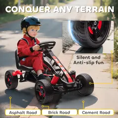AIYAPLAY Pedal Go Kart for Kids Aged 3-6 Years, with Freewheel System, Brake, EVA Anti-Slip Wheels, Red - 6
