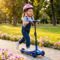 AIYAPLAY Three-Wheel Foldable Electric Scooter for Kids Aged 6-10 Years, Blue - 2