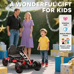 AIYAPLAY Pedal Go Kart for Kids Aged 3-6 Years, with Freewheel System, Brake, EVA Anti-Slip Wheels, Red - 8