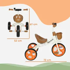 AIYAPLAY Kids Trike, Toddler Tricycle with Front Basket and EVA Wheels for Ages 2-5 Years, Indoor Outdoor for Boys Girls, Orange - 3