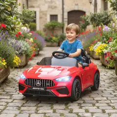 AIYAPLAY Licensed Mercedes AMG Kids Electric Car, 12V Ride On Car with Dual Motors, Remote Control for 3-6 Years, Red - 2