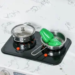 AIYAPLAY Toy Kitchen with Running Water, Lights, Sounds, Apron and Chef Hat, Water Dispenser, for Ages 3-6 Years, Grey - 8