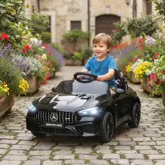 AIYAPLAY Licensed Mercedes AMG Kids Electric Car, 12V Ride On Car with Dual Motors, Remote Control for 3-6 Years, Black - 2