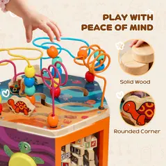 AIYAPLAY Wooden Activity Cube, Baby Toys with Bead Maze, Pattern Sorter for Toddlers Boys and Girls 18+ Months - 5