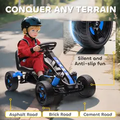 AIYAPLAY Pedal Go Kart for Kids Aged 3-6 Years, with Freewheel System, Brake, EVA Anti-Slip Wheels, Blue - 6
