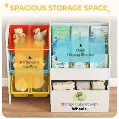 AIYAPLAY Toy Storage Unit, 3-Tier Toy Organiser Shelf with 6 Removable Storage Bins for Bedroom, Nursery, Multicoloured - 4