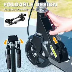 AIYAPLAY Scooter for Kids Aged 3-8 Years, with Adjustable Handle, Two Light Up Wheels, Handbrake, Rear Brake, Black - 7