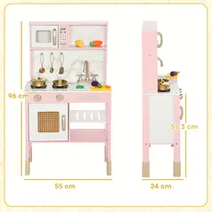 AIYAPLAY Kitchen Playset with Pretend Play Cooking Accessories, Play Kitchen with Oven, Microwave and Sink, Pink - 3