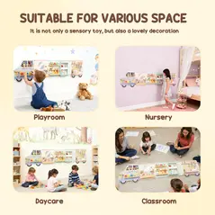 AIYAPLAY Wooden Busy Board, 5 in 1 Activity Wall Panels for Kids 3+ Years, for Daycare, Playroom, Home - 8