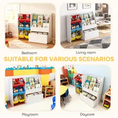 AIYAPLAY Toy Storage Unit, 3-Tier Toy Organiser Shelf with 6 Removable Storage Bins for Bedroom, Nursery, Multicoloured - 6