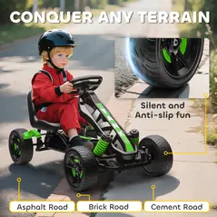 AIYAPLAY Pedal Go Kart for Kids Aged 3-6 Years, with Freewheel System, Brake, EVA Anti-Slip Wheels, Green - 6