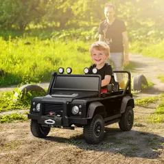 AIYAPLAY Kids Ride On Car with Remote Control, Music, Horn, 4 Spring Suspension Wheels, LED Lights for 3-5 Years Old, Black - 2