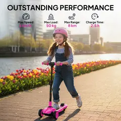 AIYAPLAY Three-Wheel Foldable Electric Scooter for Kids Aged 6-10 Years, Pink - 7