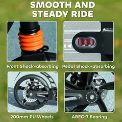 AIYAPLAY Kids Scooter with Four-Level Adjustable Handlebar, Dual Brake System, 200mm Wheels, ABEC-7 Bearings, Black - 6