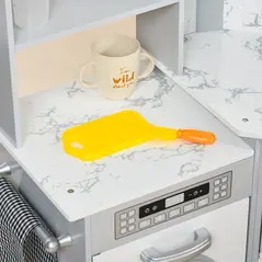 AIYAPLAY Toy Kitchen with Running Water, Lights, Sounds, Apron and Chef Hat, Water Dispenser, for Ages 3-6 Years, Grey - 9