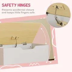 AIYAPLAY Toy Box with Lid, Toy Chest with Wheels and Safety Hinges, Toddler Storage Organiser for Playroom, Bedroom, White - 6