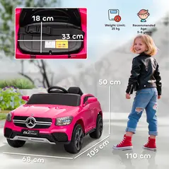 AIYAPLAY Mercedes-Benz GLC Licensed Kids Ride on Car with Remote Control, Soft Start, MP3, LED Headlights, Pink - 3