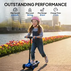 AIYAPLAY Three-Wheel Foldable Electric Scooter for Kids Aged 6-10 Years, Blue - 7